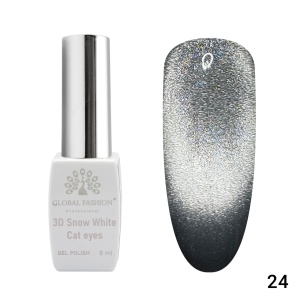Oja semipermanenta, Snow White, 3D Cat Eye, Global Fashion 8ml, 24