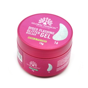 Gel pentru conctructie 15 gr, Disco Flashing Glitter Builder Gel 16