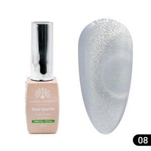 Ojă semipermanentă Cat eye Rose Sparkle 8 ml, 08