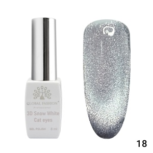 Oja semipermanenta, Snow White, 3D Cat Eye, Global Fashion 8ml, 18