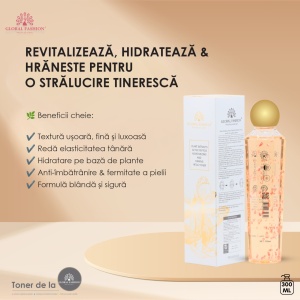 Tonic cu extracte din plante, peptide active, hidratare și fermitate, Global Fashion, Petal Toner - Img 4