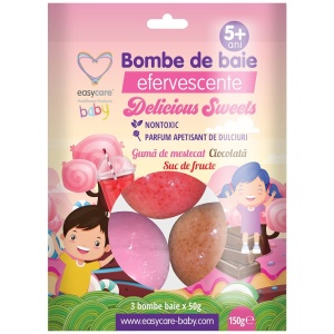 BOMBE DE BAIE EFERVESCENTE PENTRU COPII SWEETBOMBE DE BAIE EFERVESCENTE PENTRU COPII DELICIOS SWEETS 3BUC/SET EASY203 DREAMS 3BUC/SET EASY204