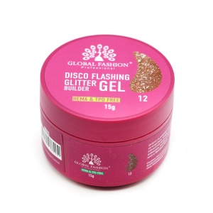 Gel pentru conctructie 15 gr, Disco Flashing Glitter Builder Gel 12