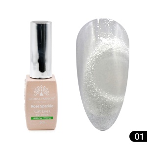 Ojă semipermanentă Cat eye Rose Sparkle 8 ml, 01