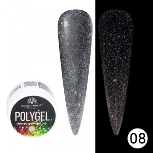POLYGEL CONSTRUCTIE UNGHII CU SCLIPICI REFLECTORIZANT DISCO POLYGEL 15G, 08