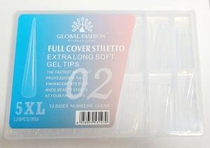 Set 120 bucati tipsuri dizolvabile -soft gel , 12 marimi, 5XL extra-lung, stiletto, Nr. 02 - Img 2