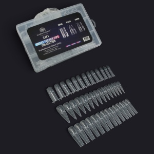 Smart Tips Mix - Smart tips french collection tipsuri reutilizabile pentru manichiură franțuzească, balerină, pătrat și stiletto 3-în-1, 180 de bucăți, 15 mărimi