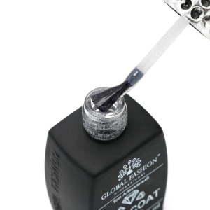 Top Coat reflectorizant Disco Silver pentru unghii, fara strat de dispersie, argintiu, 12ml - Img 2