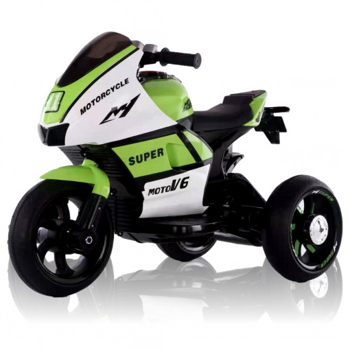 Motocicleta Electrica Cu 3 Roti, 6V, 2 Motoare, Mp3, Verde