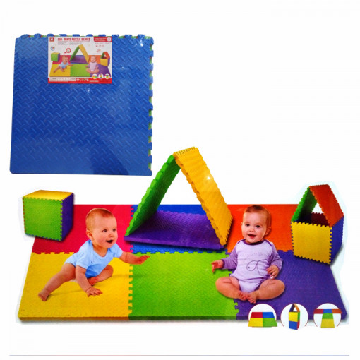 Covor copii tip puzzle spuma EVA, 6 piese, multicolor