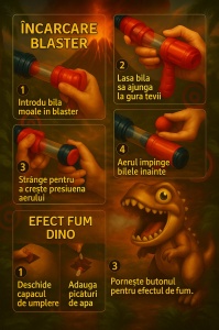 Set 2 Arme de jucarie Blaster Figurina Dinozaur Tyrannosaurus rex cu ventuza moale - Img 6