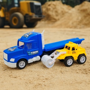 Set 2 masinute,1 x Tractor inertial, 1x masinuta, cabina albastru - Img 2
