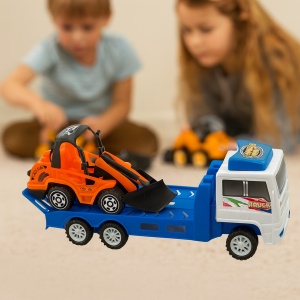 Set Camion de jucarie cu trailer tractare si cupa, Galben