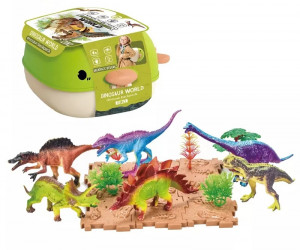 Set figurine dinozauri, Lumea dinozaurilor, 2in1 tip mini rucsac, portabila, verde - Img 8