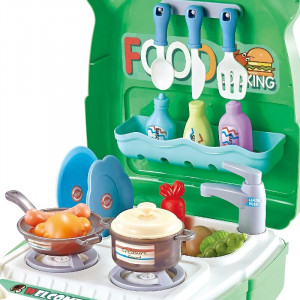 Set joaca rol, Bucatarie tip Ghiozdan, forma broscuta, accesorii incluse, Verde - Img 5