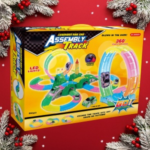 Set Masinute, Pista flexibila,157 Piese Neon lumineaza in intuneric - Img 2