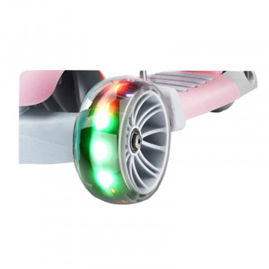 Trotineta Pentru Copii, MANINI, 5 in 1, Cu 3 Roti Luminoase, Ghidon Reglabil Pe Inaltime, Scaun Detasabil, Culoare Roz - Img 3