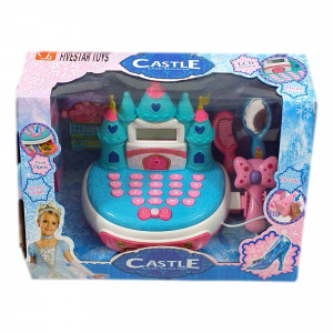 Casa de Marcat, Model Castel Printese, include calculator real, Scanner de Produse si Multiple accesorii de infrumusetare fetite, bleu - Img 6