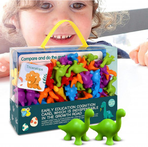 Joc educativ si cu dinozauri "Numaratoarea Dinozaurilor", Sorteaza, Potriveste, Numara si Compara, 72 Piese - Img 2