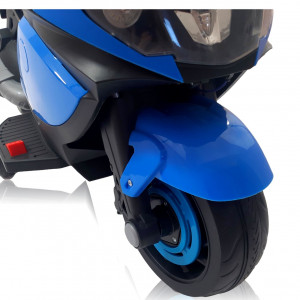 Jucarie Motocicleta Cu Acumulator Pentru Copii Cu Roti Ajutatoare, Mers Fata-Spate, Muzica Si Lumini, Mp3,Bleu - Img 5