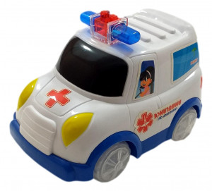 Masina, Ambulanta cu Sunete si Lumini, Rotile si Girofarul Lumineaza
