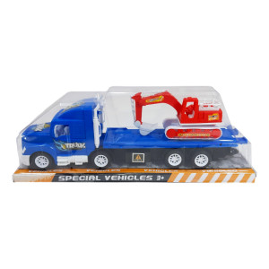 Set 2 masinute,1 x Trailer inertial, 1x msinuta, cabina albastru - Img 10