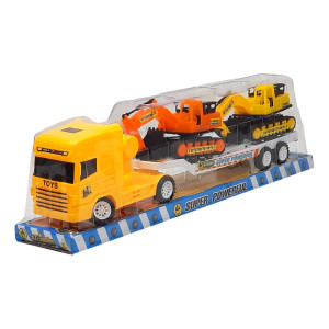 Set 3 masinute,1 X Trailer frictiune cabina galben, 2 mini masini - Img 11