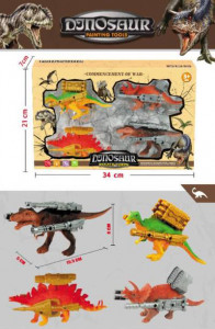 Set 4 Figurine Dinozaur, Medii blindati cu arme tip military, Multicolor - Img 1