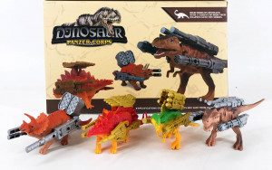 Set 4 Figurine Dinozaur, Medii blindati cu arme tip military, Multicolor - Img 9