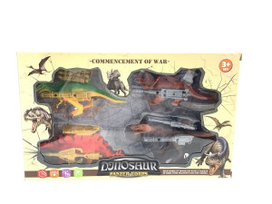Set 4 Figurine Dinozaur, Medii blindati cu arme tip military, Multicolor - Img 12