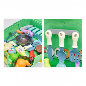 Set joaca rol, Bucatarie tip Ghiozdan, forma broscuta, accesorii incluse, Verde - Img 6