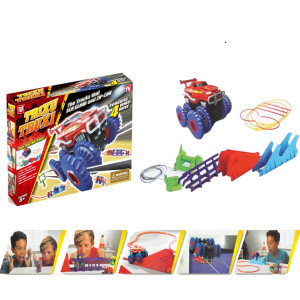 Circuit pista masini Trix Trux 2 masinute merg pe sfoara, Multicolor - Img 2