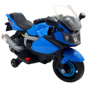 Jucarie Motocicleta Cu Acumulator Pentru Copii Cu Roti Ajutatoare, Mers Fata-Spate, Muzica Si Lumini, Mp3,Bleu - Img 11