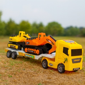 Set 3 masinute, 1xTrailer frictiune 2 xmini masini, cabina Galben - Img 2