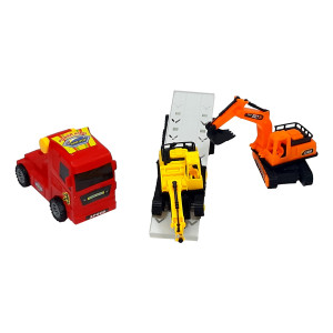 Set 3 masinute, 1xTrailer frictiune 2 xmini masini, cabina Rosu - Img 12