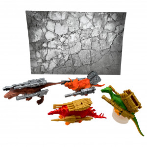 Set 4 Figurine Dinozaur, Medii blindati cu arme tip military, Multicolor - Img 7
