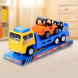 Set Camion de jucarie cu trailer tractare si cupa, Galben - Img 11
