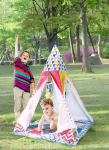 Set Cort de joaca pentru bebelusi, cu saltea pufoasa, stil indian Teepee - Img 2
