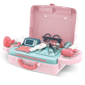Set de Joaca, Trusa Medicala pentru copii 3in1, Transformabila in Cabinet Medical, in Forma de Valiza cu Maner, Include Stetoscop, Ochelari, Seringa, Foarfeca, Usor de Asamblat,27 cm Latime - Img 9