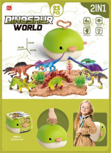 Set figurine dinozauri, Lumea dinozaurilor, 2in1 tip mini rucsac, portabila, verde - Img 5
