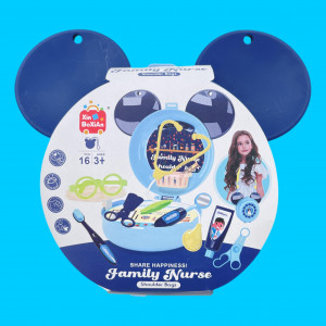 Set joaca rol, Mini Trusa Asistenta Doctor, tip geanta de umar forma Mickey, 16 accesorii multiple, Albastru - Img 9