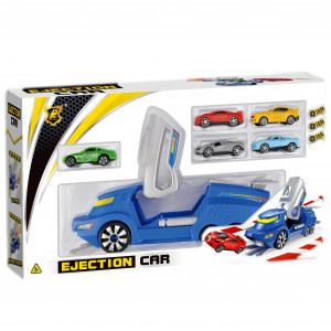 Set Masinute, Jucarie baieti lansator de masinute, 5 masinute incluse, multicolor