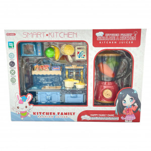 Set mini bucatarie pentru copii cu blender si accesorii, albastru - Img 6