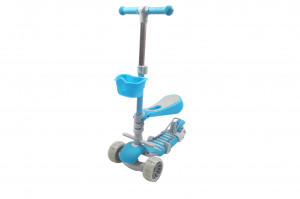 Trotineta Pentru Copii, MANINI, 5 in 1, Cu 3 Roti Luminoase, Ghidon Reglabil Pe Inaltime, Scaun Detasabil, Culoare Albastru - Img 14