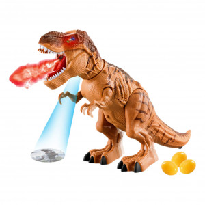 Dinozaur, Jucarie interactiva, face oua, lumini, sunete si miscari realiste, 3 oua de dinozaur incluse, cu sunete si lumini, maro - Img 2
