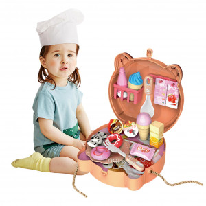 Jucarie de rol, Mini Geanta de umar pentru fetite, Pisicuta "Statia de desert", 15 accesorii i food incluse - Img 1