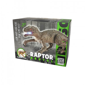 Jucarie interactiva Dinozaur Raptor Gigant cu telecomanda RC, 2.4 Ghz, sunete si lumini, Maro, 49x21x17 cm - Img 11