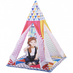 Set Cort de joaca pentru bebelusi, cu saltea pufoasa, stil indian Teepee - Img 3