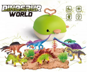 Set figurine dinozauri, Lumea dinozaurilor, 2in1 tip mini rucsac, portabila, verde - Img 6
