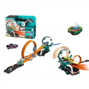 Set masinute Pista cu bucla cu rotatie 360grade, masinuta isi schimba culoarea la apa rece-calda